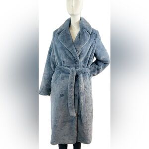 UGG “Lucinda" Women's Blue Faux Fur Trench Coat Size: Medium